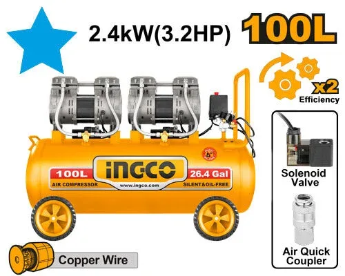 ACS2241001.jpg Compresor fara ulei 100L 2400W INGCO ACS2241001 (zgomot redus ) - imagine 1