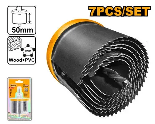 Set de 7 carote inelare pentru lemne 26-63mm INGCO AKHS702