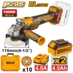 Polizor unghiular 115mm cu acumulator  20V/2*4.0Ah  1000W  INDUSTRIAL INGCO CAGLI271532