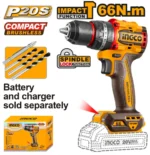 Masina de insurubat si gaurit cu impact pe acumulator (fara acum) 66N.m INGCO CIDLI206681