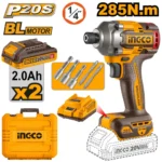 Masina de insurubat cu impact pe acumulator Li-Ion 20V/2*2A 285Nm INGCO CIRLI2028