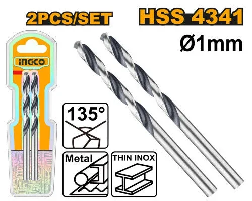 DBT1200014.jpg Set de burghie pentru metal HSS 2x1mm INGCO DBT1200014 — изображение 1
