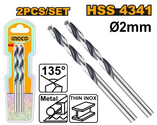 DBT1200024.jpg Set de burghie pentru metal HSS 2x2mm INGCO DBT1200024 — изображение 1