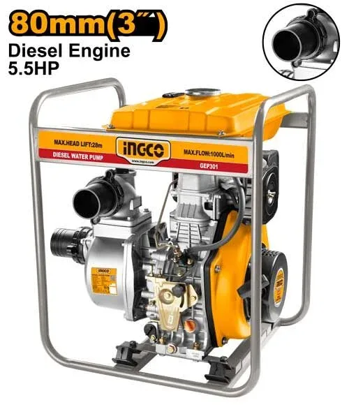 Motopompa diesel 1000L/min 5.5HP INGCO GEP301