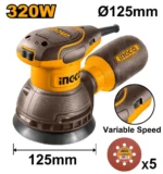 Masina de slefuit alternativ si orbital 320W 125mm INGCO RS3216