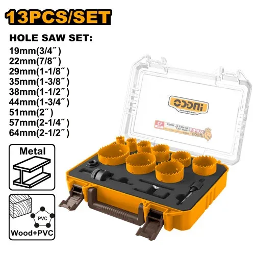 Set carote inelare BI-Metal 19-64mm 13 piese INGCO AKH0132