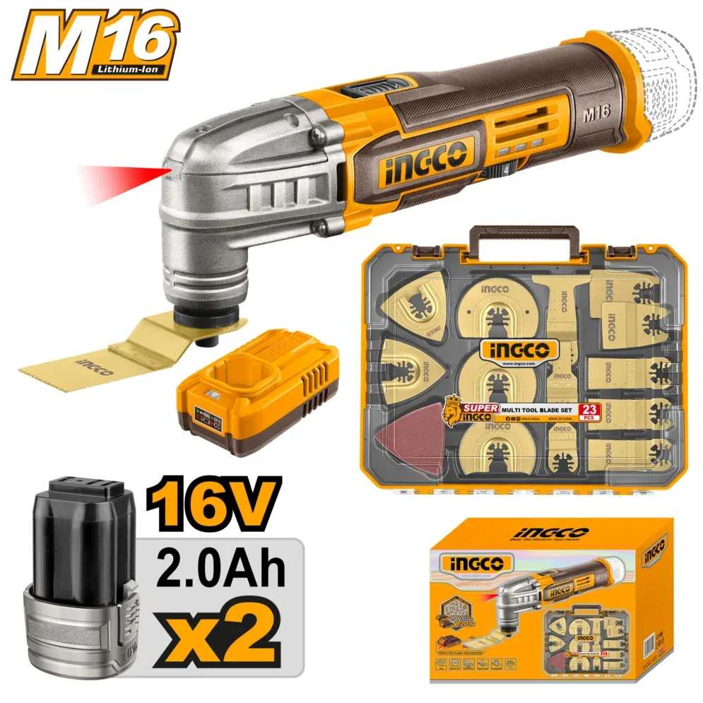 Set masina multifunctionala cu acumulator 16V/2*2.0Ah INGCO COSLI241299