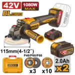 Polizor unghiular cu acumulator 42V/2*2.0Ah 1080W INGCO CAGLI4108112