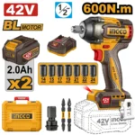 Mașină de înșurubat cu impact cu acumulator BLmotor 42V/2*2Ah 600N.m INGCO CIWLI42602