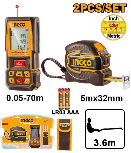Set instrumente de măsurare 2buc INGCO HLDD241201