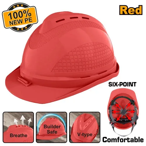 Cască de protecție rosie INGCO HSH804