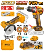 Set din 2 scule cu acumulator 20V/2*2.0Ah INDUSTRIAL INGCO CKLI20766