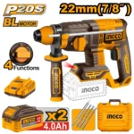 Ciocan rotopercutor plus cu acumulator 22mm  20V INDUSTRIAL INGCO CRHLI212282 20V/2*4A