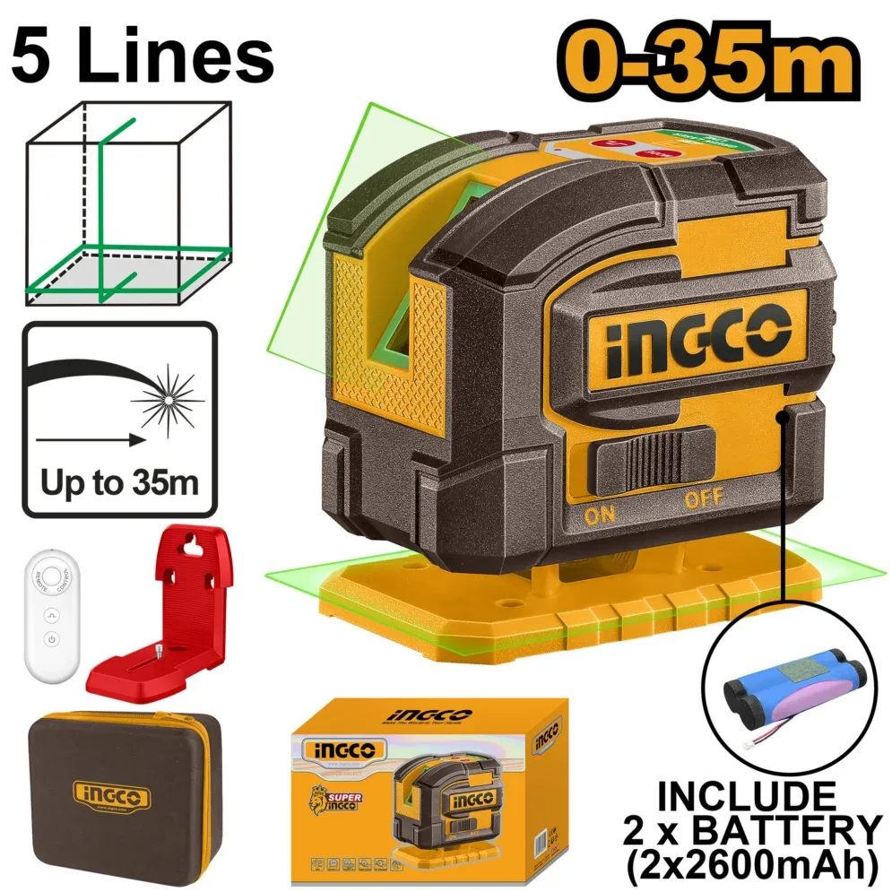Nivela laser multi-linie 0-30m  Verde INDUSTRIAL INGCO HLL306502
