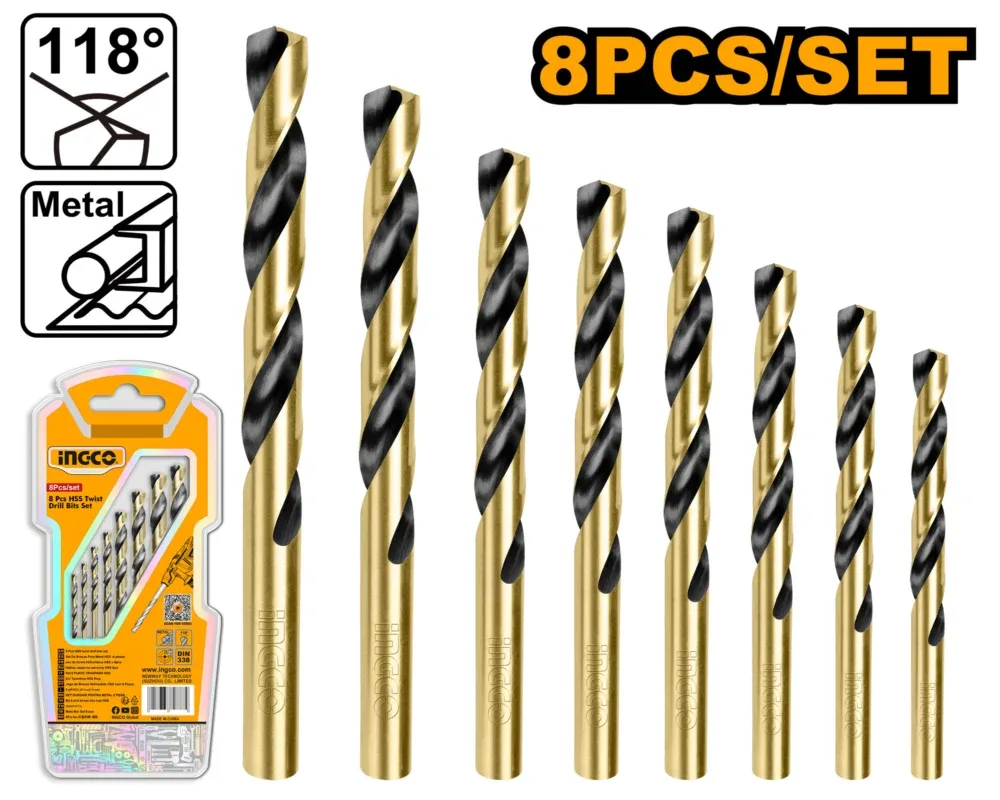 AKDB0801 Set de burghiu pentruri metal 8buc INGCO AKDB0801 - imagine 1