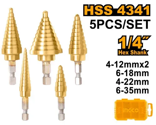 AKSDS2051 Set burghiu metal in trepte INGCO AKSDS2051 - imagine 1
