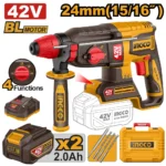 Ciocan rotopercutor cu acumulator 42V/2*2.0Ah INGCO CRHLI422482