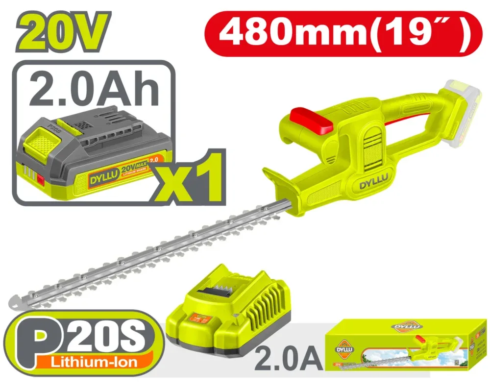 Masina de tuns garduri vii pe acumulator Li-Ion 1*2Ah 20V 480mm DYLLU DTLYP5181