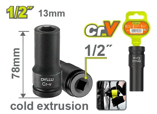 DTMS3213 Cap cheie tubulară 1/2" 13mm impact prelungit DYLLU DTMS3213 - imagine 1