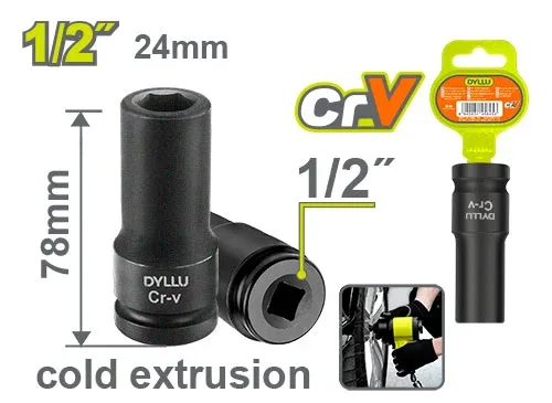 DTMS3224 Cap cheie tubulară 1/2" 24mm impact prelungit DYLLU DTMS3224 — изображение 1