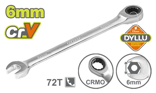 DTSA5106 Cheie combinata cu clichet 6mm CR-V DYLLU DTSA5106 - imagine 1