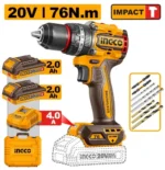 Mașină de înșurubat cu acumulator 2X2.0Ah 20V 76N.m INGCO CIDLI207686