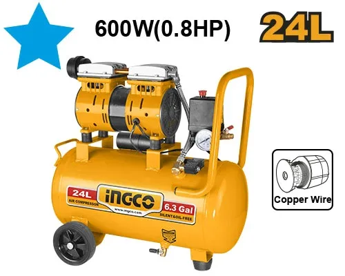 Compresor fara ulei INGCO ACS175241 600W 24L  (zgomot redus )