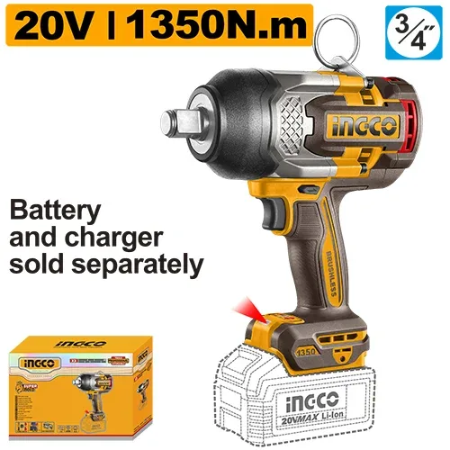Masina de insurubat cu impact compatibilă cu acumulator 1350 Nm INGCO CIWLI201355