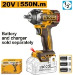 Mașină de înșurubat cu impact compatibilă cu acumulator 550N.m INGCO CIWLI20551