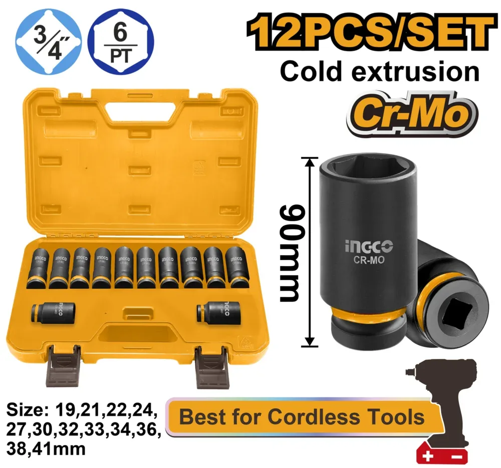 HKISSD34126L Set cap cheie tubulara 12 piese INGCO HKISSD34126L — изображение 1