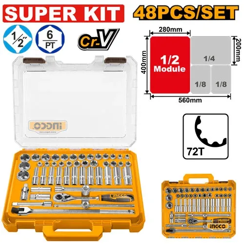 HKTS12486 Set universal de scule și duze 48buc INGCO HKTS12486 - imagine 1